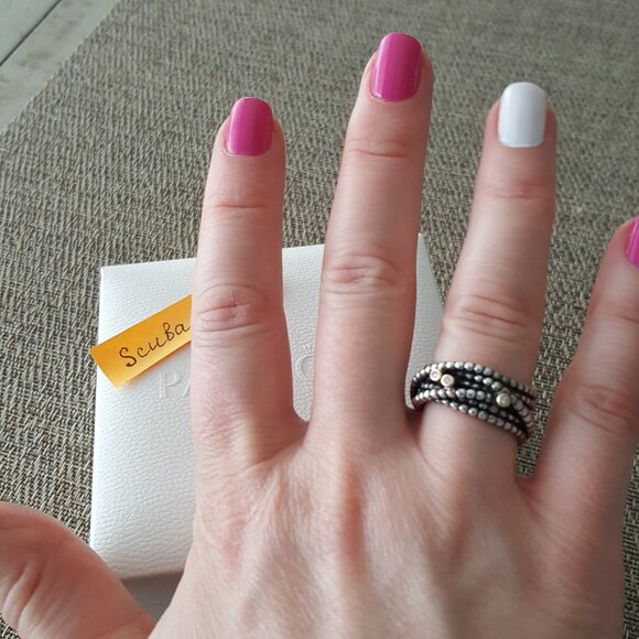 PANDORA Entangled Beauty Two Tone 925 Silver 14K Gold Ring with Diamonds Retired - Picture 6 of 16